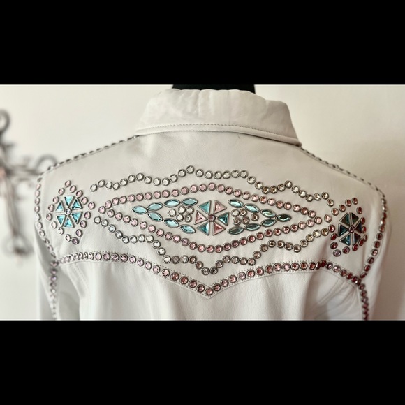 Cripple Creek White Leather Bling Jacket - Picture 2 of 8